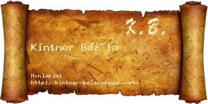 Kintner Béla névjegykártya